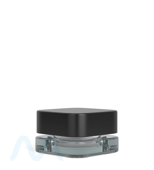 Child Resistant | Qube Clear Glass Concentrate Jar w/ Black Cap | 32mm - 5mL - 250 Count - 1