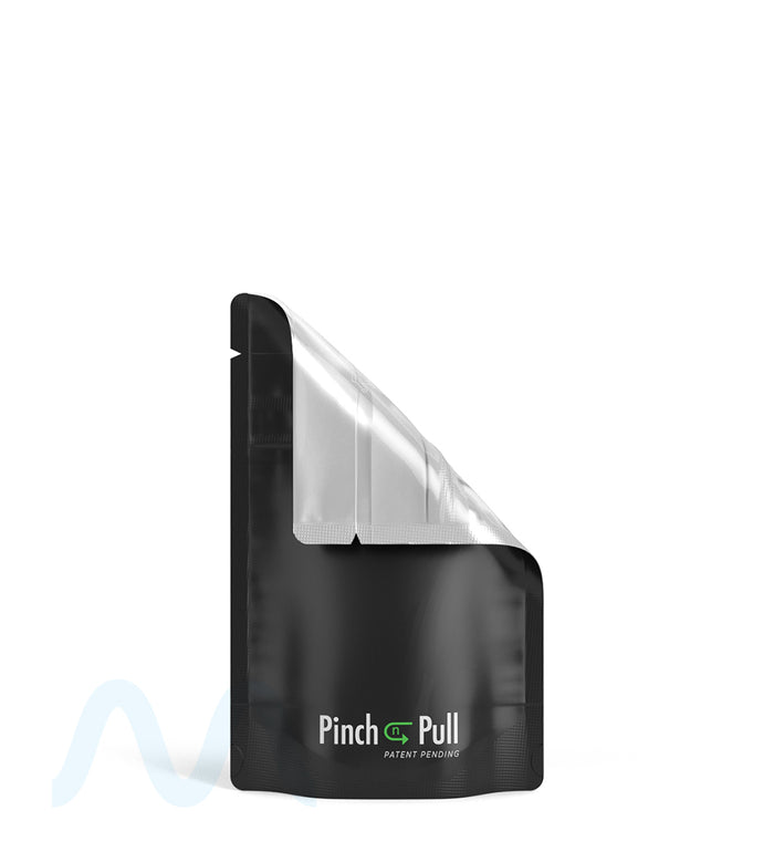 Child Resistant & Tamper Evident | Pinch N Pull Matte Black Vista PCR Mylar Bags | 3.6in x 5.8in - 3.5g - 250 Count Image