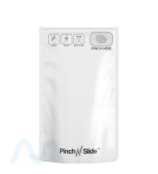 Child Resistant | Pinch N Slide ASTM Matte White Mylar Bags | 5in x 8.5in - 14g - 250 Count - 1