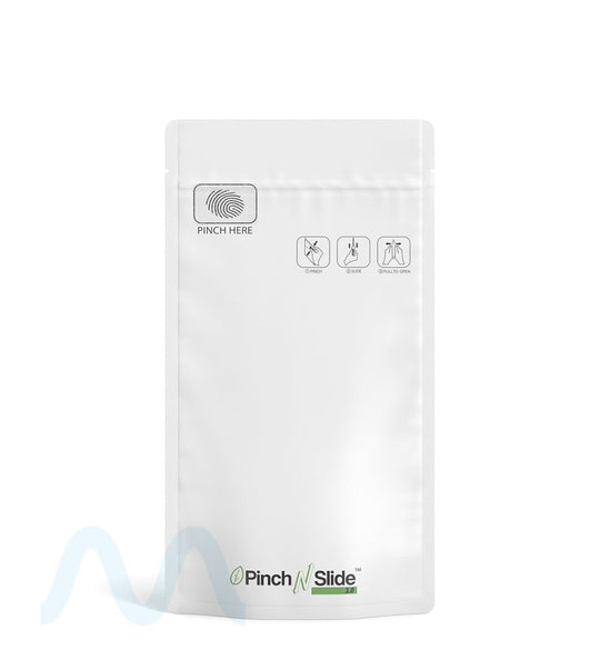 Child Resistant & Tamper Evident | Pinch N Slide 3.0 Matte White PCR Mylar Bags | 4in x 7.4in - 7g - 250 Count - 1