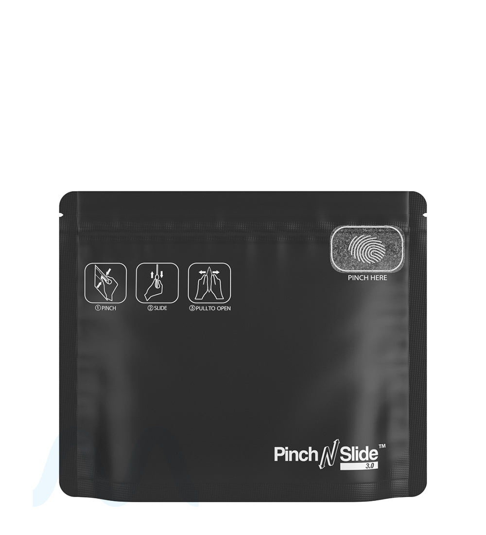 Child Resistant & Tamper Evident | Pinch N Slide 3.0 Matte Black Mylar Exit Bags | 8in x 6.7in - 28g - 250 Count - 2