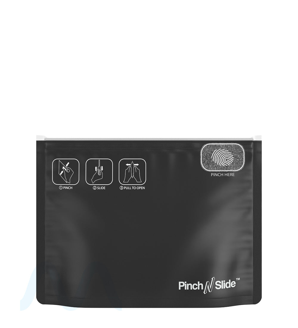 Child Resistant | Pinch N Slide ASTM Matte Black Mylar Exit Bags | 8in x 6in - 28g - 250 Count - 1