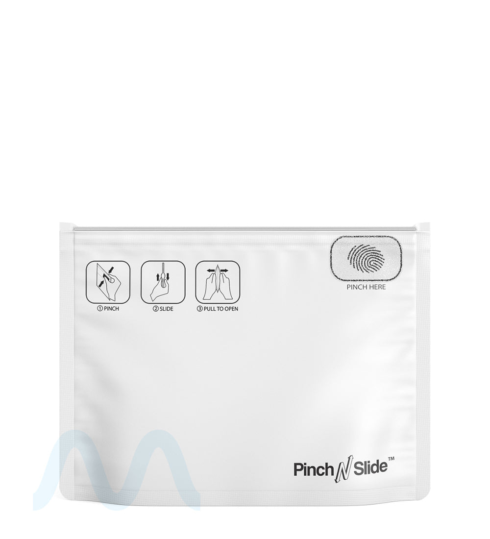 Child Resistant | Pinch N Slide ASTM Matte White Mylar PCR Exit Bags | 8in x 6in - 28g - 250 Count - 1