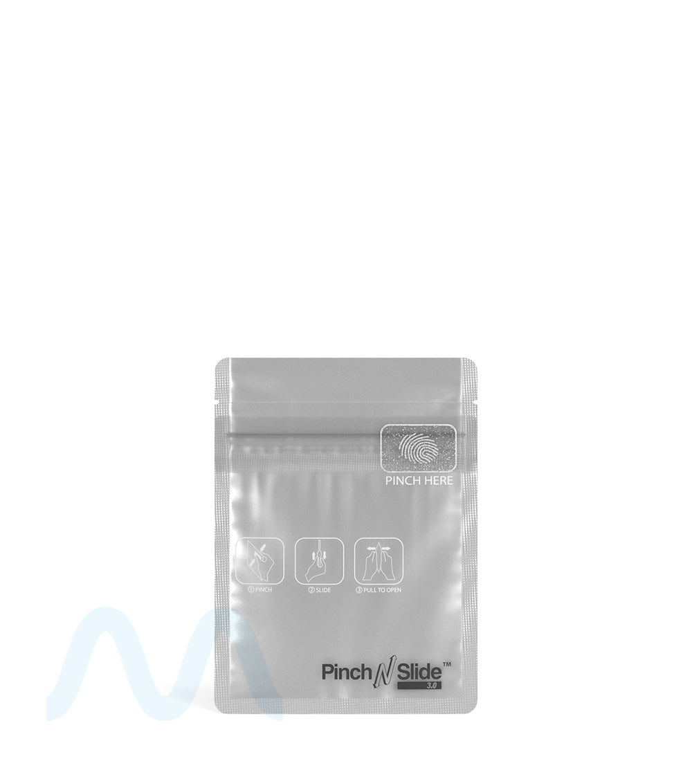 Child Resistant & Tamper Evident | Pinch N Slide 3.0 Matte White Vista PCR Mylar Bags | 3.3in x 4.4in - 1g - 250 Count - 2