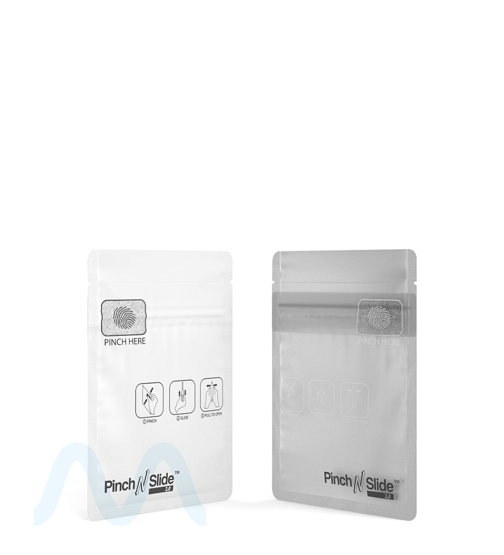 Child Resistant & Tamper Evident | Pinch N Slide 3.0 Matte White Vista PCR Mylar Bags | 3.3in x 4.4in - 1g - 250 Count - 3