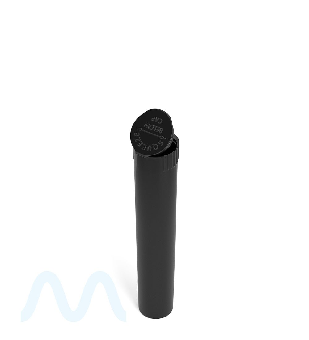 Child Resistant | Pop Top Opaque Plastic PCR Pre - Roll Tubes (Open) | 95mm - Black - 1000 Count - 6