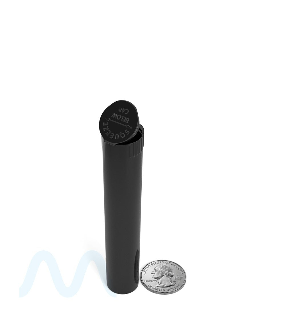 Child Resistant | Pop Top Opaque Plastic PCR Pre - Roll Tubes (Open) | 95mm - Black - 1000 Count - 9