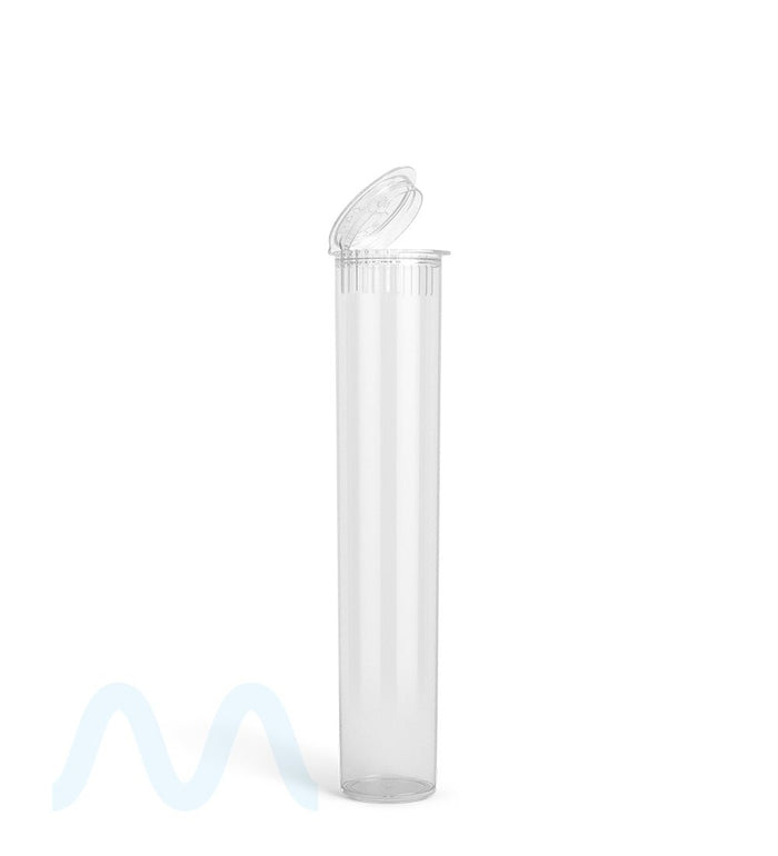 Child Resistant | Pop Top Plastic PCR Pre-Roll Tubes (Open) | 95mm - Clear - 1000 Count Image