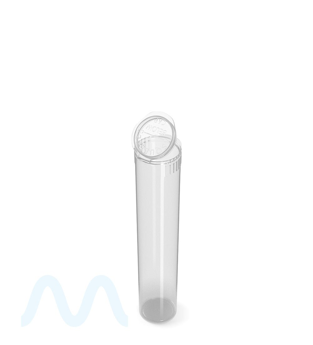 Child Resistant | Pop Top Plastic Pre - Roll Tubes (Open) | 78mm - Clear - 1200 Count - 7