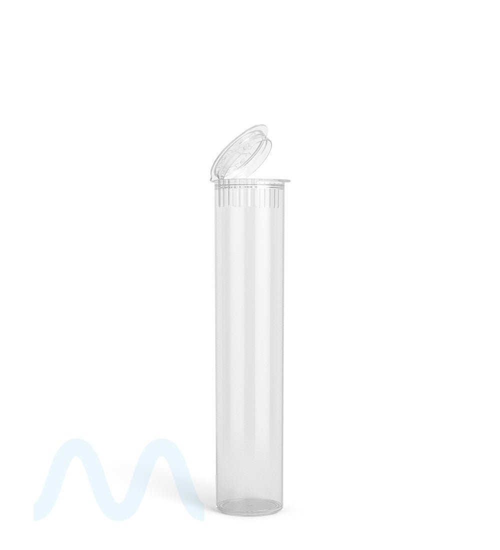 Child Resistant | Pop Top Plastic Pre - Roll PCR Tubes (Open) | 90mm - Clear - 1000 Count - 1