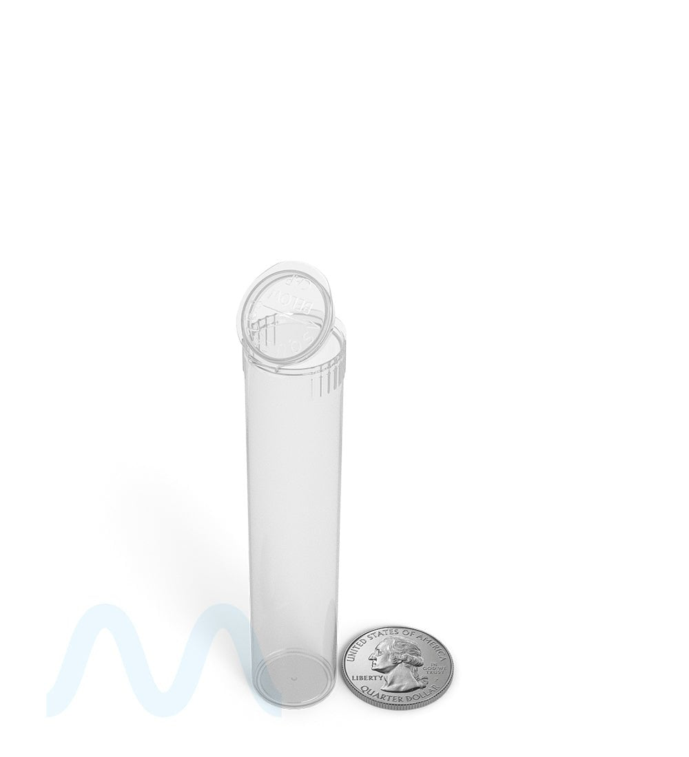 Child Resistant | Pop Top Plastic Pre - Roll PCR Tubes (Open) | 90mm - Clear - 1000 Count - 8