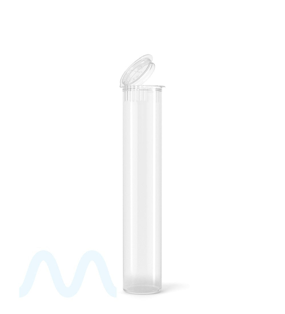 Child Resistant | Pop Top Plastic Pre - Roll Tubes (Open) | 98mm - Clear - 1000 Count - 1