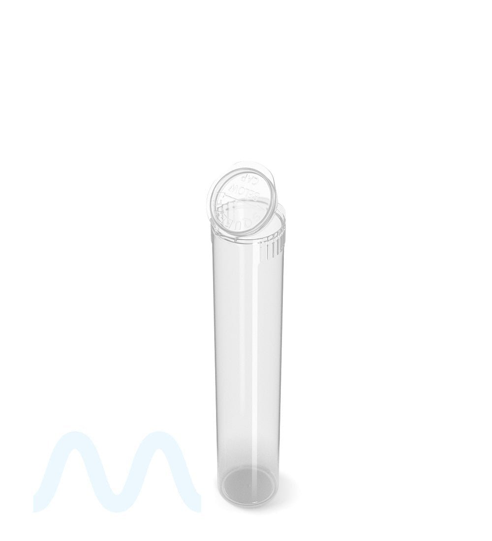 Child Resistant | Pop Top Plastic PCR Pre - Roll Tubes (Open) | 98mm - Clear - 1000 Count - 7