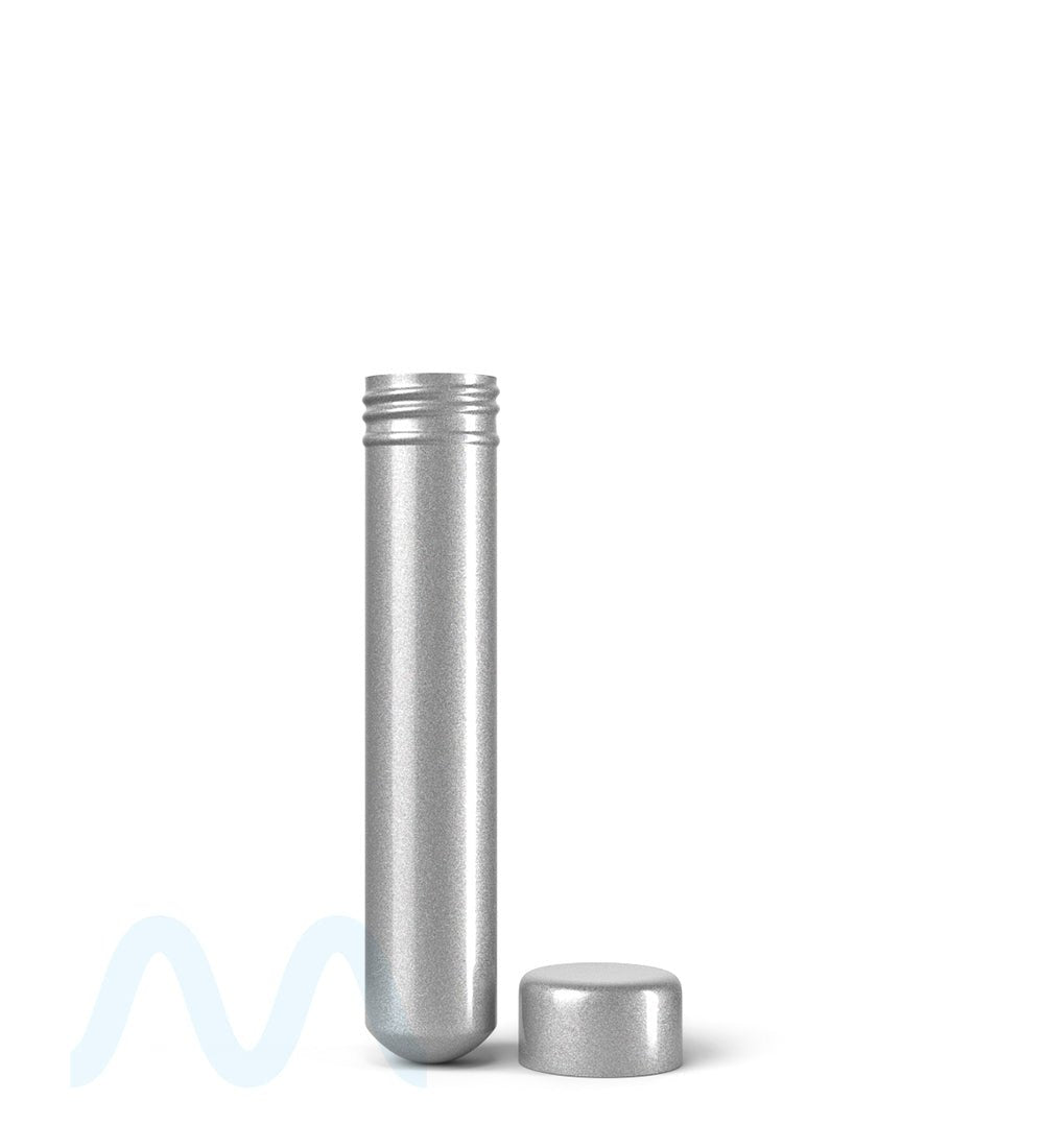 Child Resistant | Push Down and Turn Screw On Opaque Aluminum Metal Pre - Roll Tubes | 95mm - Silver - 250 Count - 2