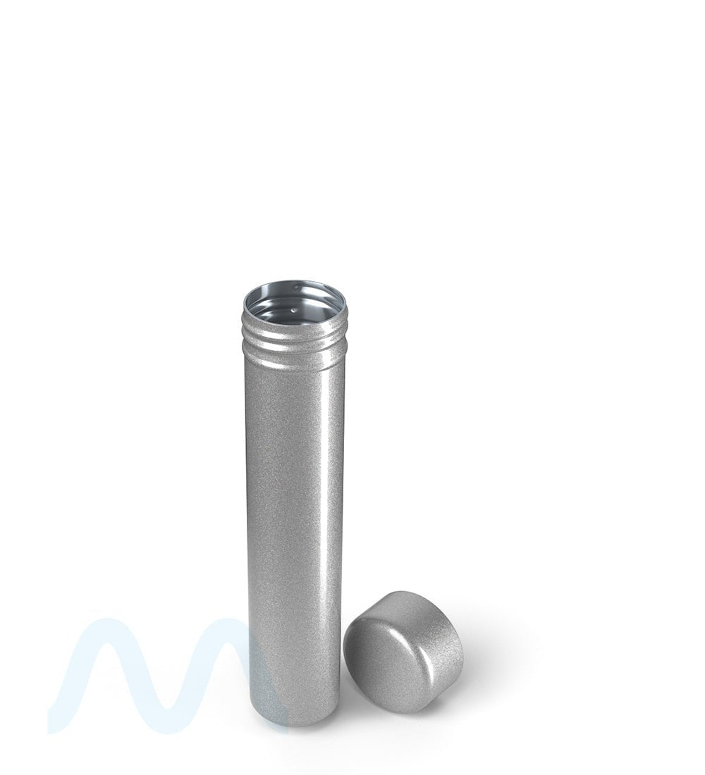 Child Resistant | Push Down and Turn Screw On Opaque Aluminum Metal Pre - Roll Tubes | 95mm - Silver - 250 Count - 4