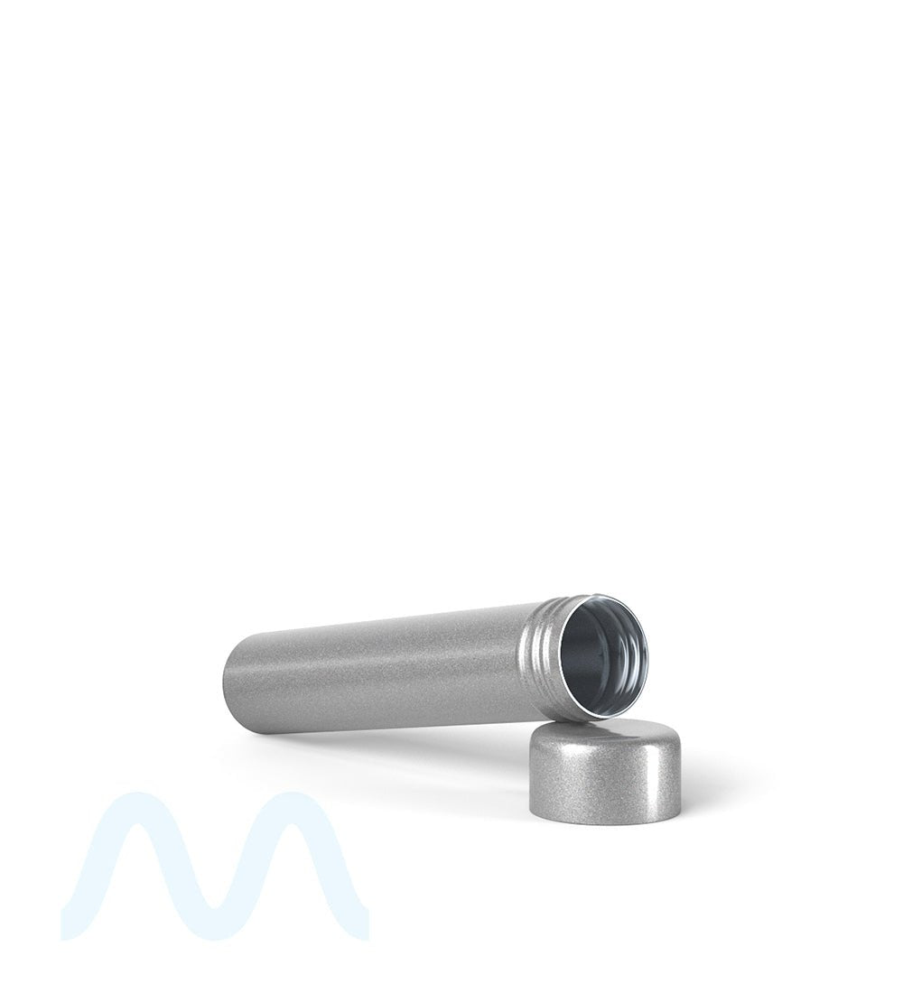 Child Resistant | Push Down and Turn Screw On Opaque Aluminum Metal Pre - Roll Tubes | 95mm - Silver - 250 Count - 7