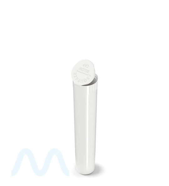 Child Resistant | Pop Top Opaque Plastic Pre - Roll Tubes (Open) | 95mm - White - 1000 Count - 7