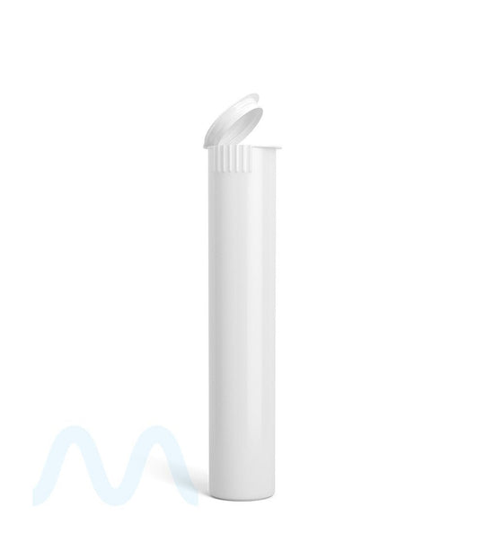 Child Resistant | Pop Top Opaque Plastic Pre - Roll PCR Tubes (Open) | 98mm - White - 1000 Count - 1