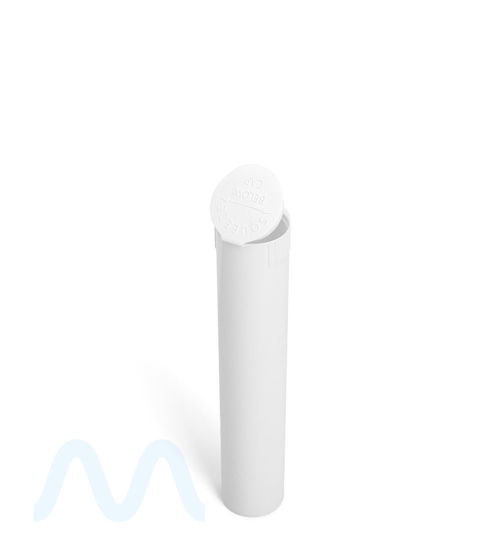 Child Resistant | Pop Top Opaque Plastic Pre - Roll PCR Tubes (Open) | 98mm - White - 1000 Count - 6