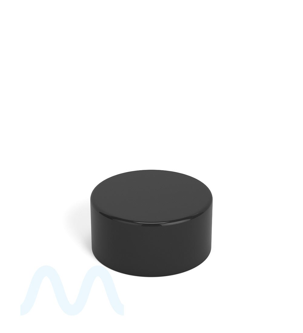 Child Resistant | Smooth Push Down & Turn Plastic Caps w/ Foil Liner | 28mm - Glossy Black - 504 Count - 1