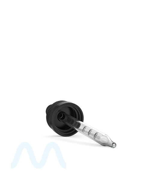 Child Resistant | Black Graduated Ribbed Glass Dropper Cap | 2oz - 1mL - 240 Count - 4