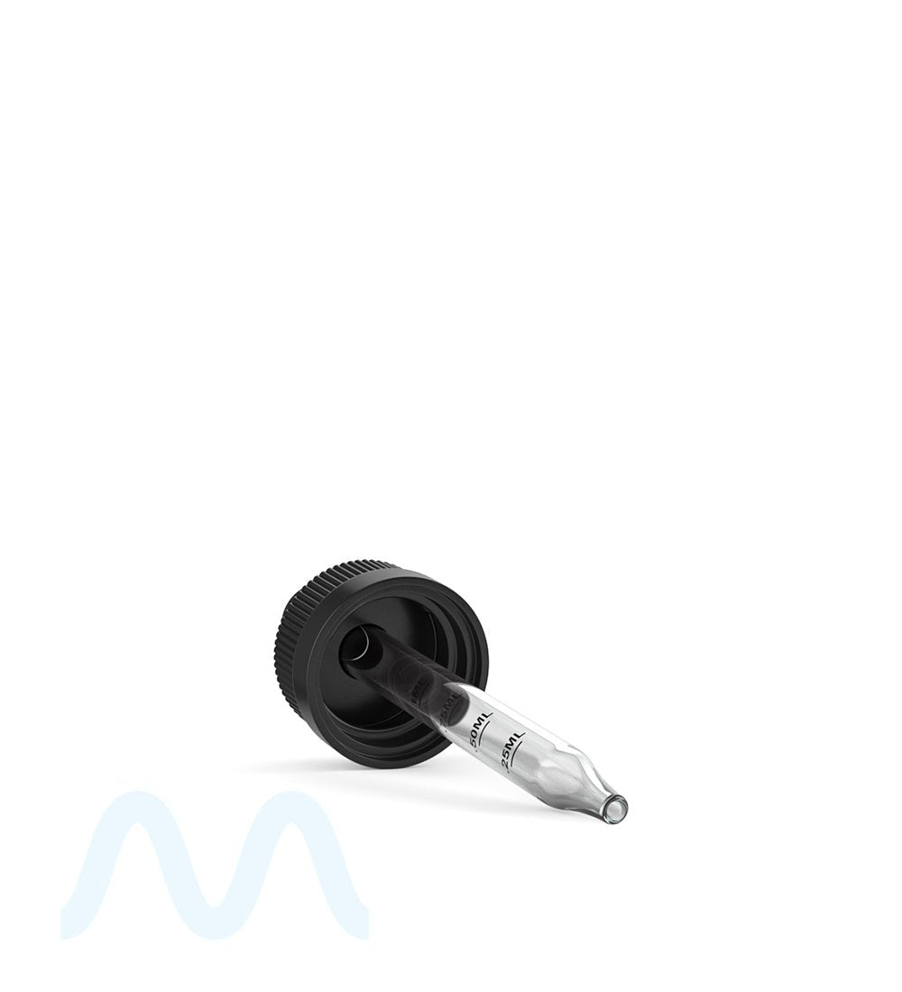 Child Resistant | Black Graduated Ribbed Glass Dropper Cap | 1oz - 1mL - 360 Count - 4