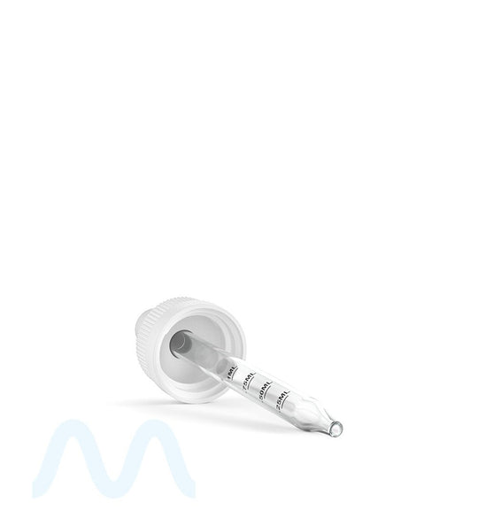 Child Resistant | White Graduated Ribbed Glass Dropper Cap | 2oz - 1mL - 240 Count - 4