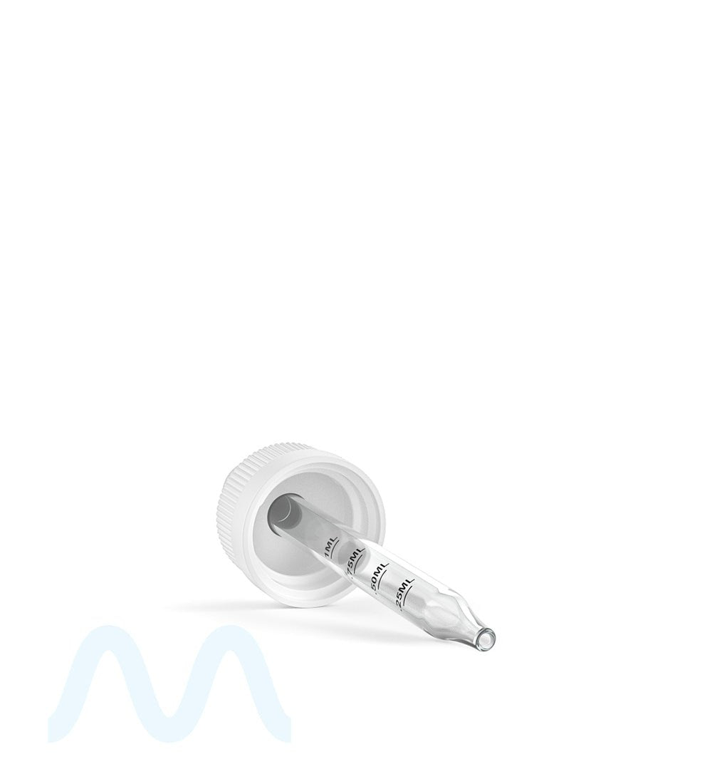 Child Resistant | White Graduated Ribbed Glass Dropper Cap | 1oz - 1mL - 360 Count - 4