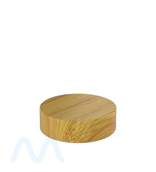 Child Resistant | Flat Push Down & Turn Plastic Caps w/ Foam Liner | 53mm - Bamboo Wood - 120 Count - 1