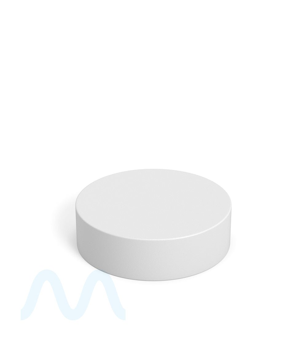 Child Resistant | Flat Push Down & Turn Plastic Caps w/ Foam Liner | 53mm - Matte White - 120 Count - 1