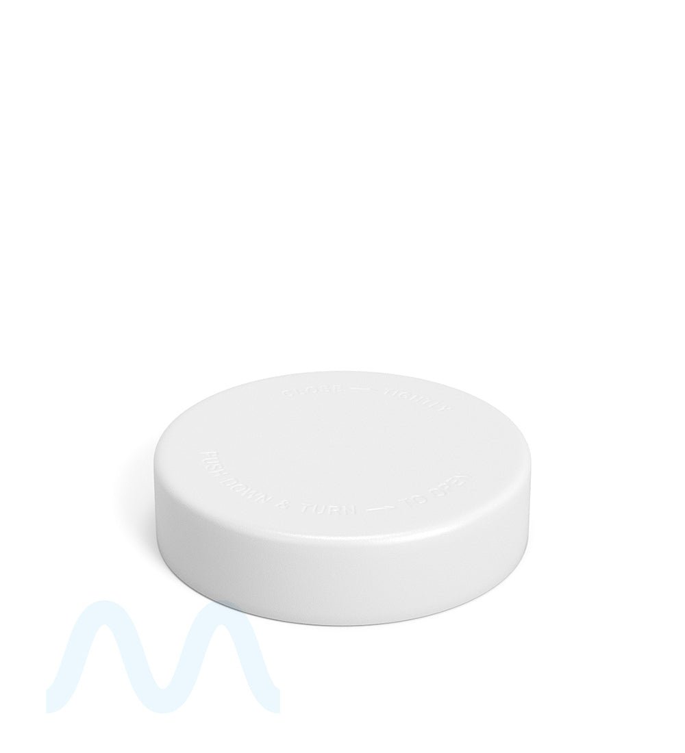 Child Resistant | Smooth Push Down & Turn Plastic Caps w/ Foam Liner | 57mm - Semi Gloss White - 72 Count - 1