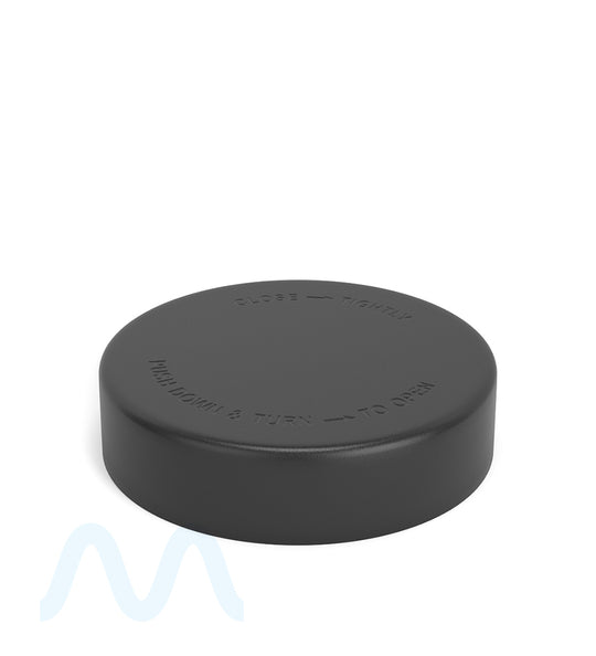 Child Resistant | Push Down & Turn Plastic Caps w/ Foam Liner | 78mm - Semi Gloss Black - 48 Count