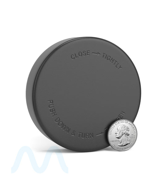 Child Resistant | Push Down & Turn Plastic Caps w/ Foam Liner | 78mm - Semi Gloss Black - 48 Count