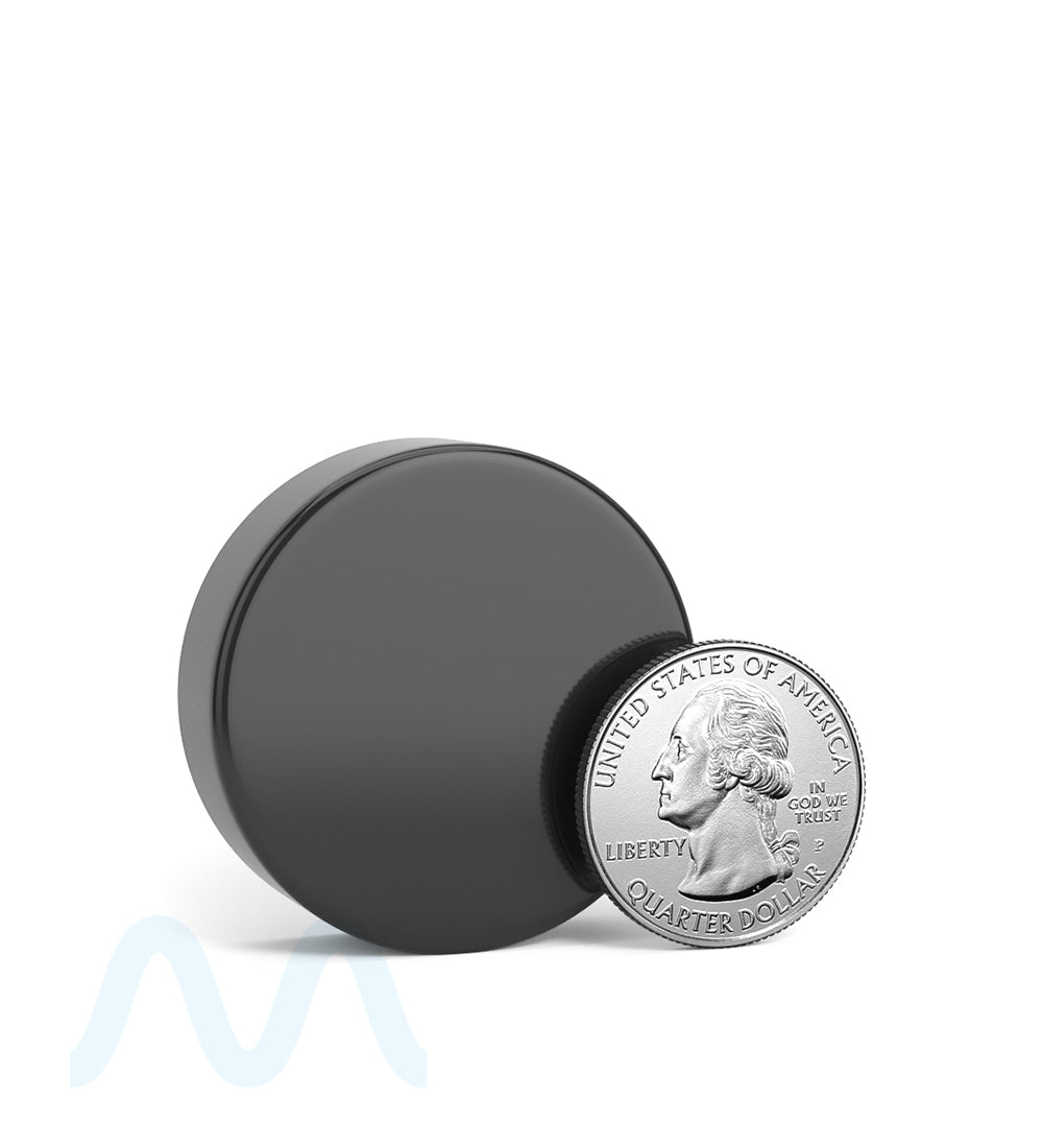 Smooth Sided Screw Top Plastic Caps w/ Foam Liner | 38mm - Glossy Black Plastic - 350 Count - 6