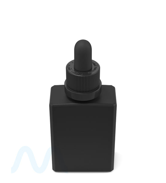 Child Resistant | Rectangular Glass Tincture Bottles w/ Black Ribbed Dropper Cap | 30mL - Matte Black - 120 Count - 2