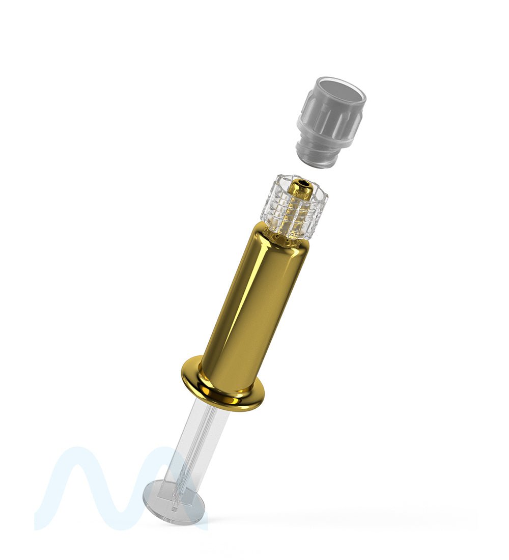 Luer Lock | Gold Glass Dab Applicator Syringes | 1mL - No Measurements - 100 Count - 9