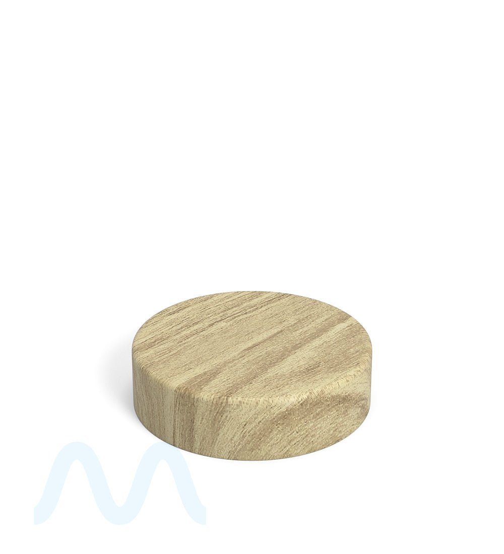 Child Resistant | Smooth Flat Push Down & Turn Plastic Caps w/ Foam Liner | 50mm - Maple Wood - 100 Count - 1