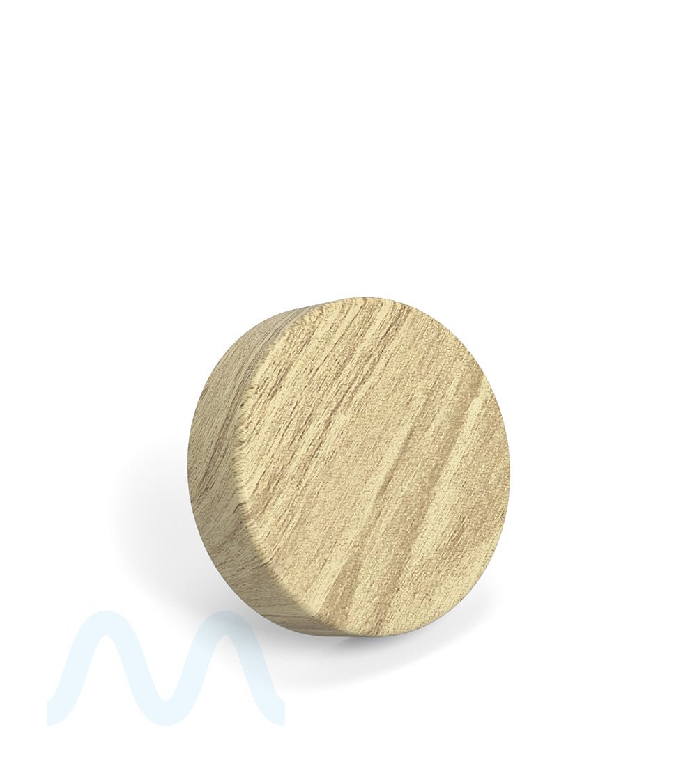 Child Resistant | Smooth Flat Push Down & Turn Plastic Caps w/ Foam Liner | 50mm - Maple Wood - 100 Count - 3