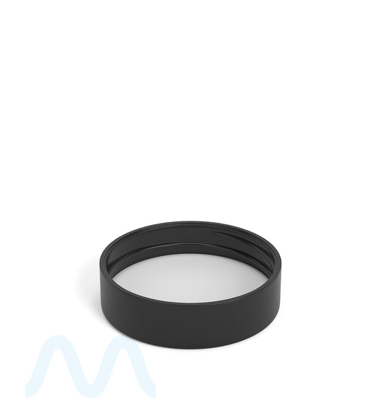 Child Resistant | Smooth Push Down & Turn Plastic Caps w/ Text & Foam Liner | 50mm - Matte Black - 100 Count