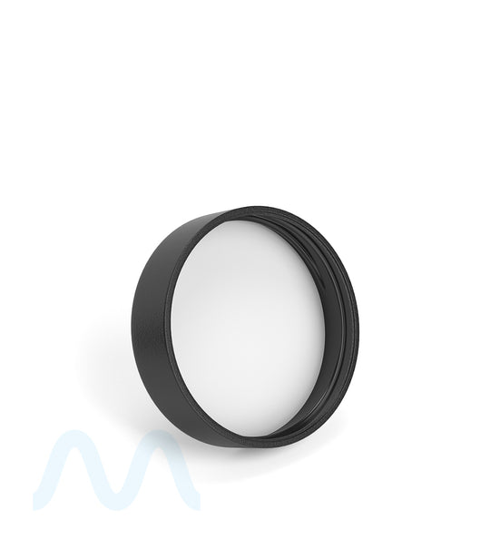 Child Resistant | Smooth Push Down & Turn Plastic Caps w/ Text & Foam Liner | 50mm - Matte Black - 100 Count