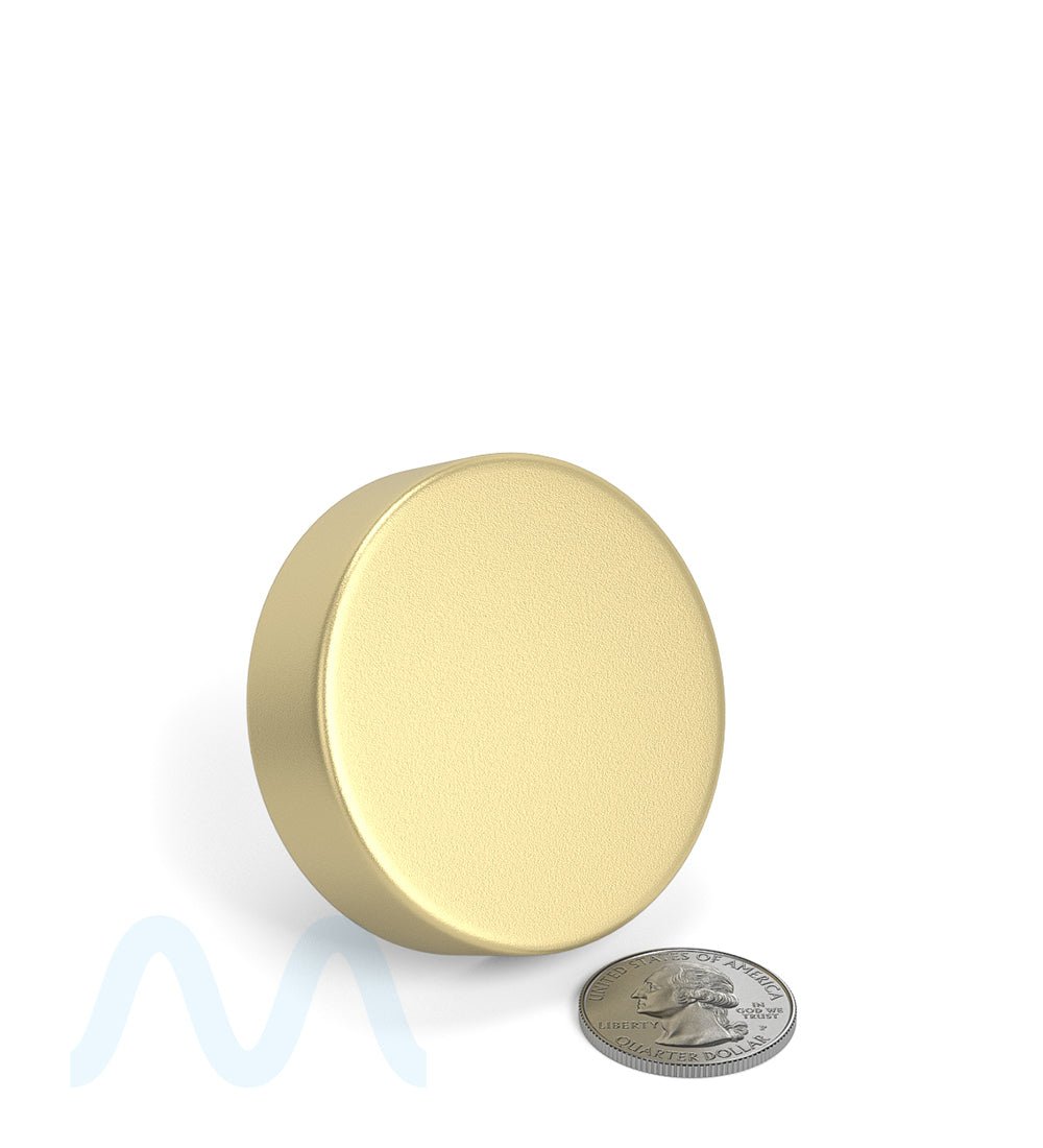 Child Resistant | Smooth Flat Push Down & Turn Plastic Caps w/ Foam Liner | 50mm - Matte Gold - 100 Count - 5