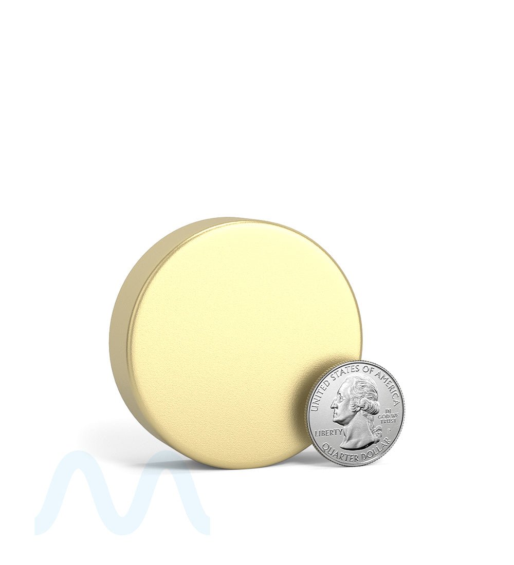 Child Resistant | Smooth Flat Push Down & Turn Plastic Caps w/ Foam Liner | 50mm - Matte Gold - 100 Count - 6