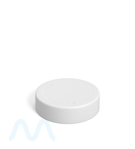 Child Resistant | Smooth Push Down & Turn Plastic Caps w/ Text & Foam Liner | 50mm - Matte White - 100 Count