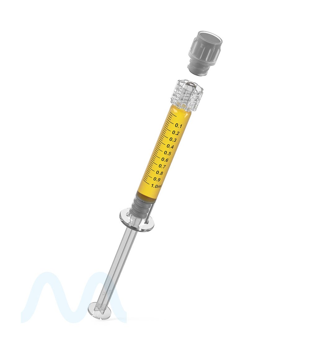 Luer Lock | Long Glass Dab Applicator Syringes | 1mL - 0.1mL Increments - 100 Count - 9