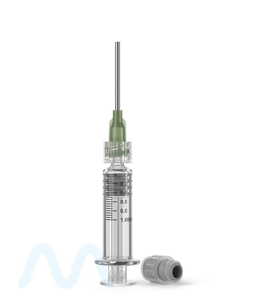 Luer Lock | Glass Dab Applicator Syringes w/ Needle Tip | 1mL - 0.2mL Increments - 100 Count - 6