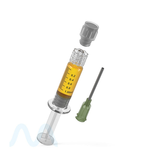 Luer Lock | Glass Dab Applicator Syringes w/ Needle Tip | 1mL - 0.2mL Increments - 100 Count - 9