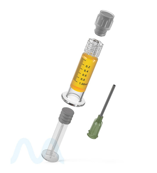 Luer Lock | Glass Dab Applicator Syringes w/ Needle Tip | 1mL - 0.2mL Increments - 100 Count - 10