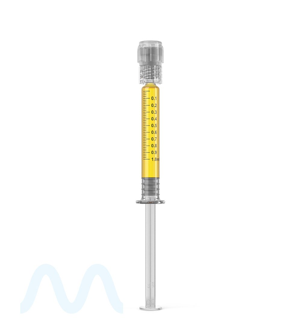 Child Resistant & Luer Lock | Long Glass Dab Applicator Syringes | 1mL - 0.1mL Increments - 100 Count - 1