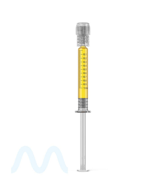 Child Resistant & Luer Lock | Long Glass Dab Applicator Syringes | 1mL - 0.1mL Increments - 100 Count - 1