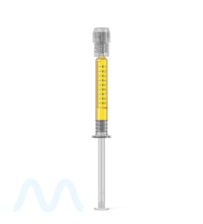 Child Resistant & Luer Lock | Long Glass Dab Applicator Syringes | 1mL - 0.1mL Increments - 100 Count Image